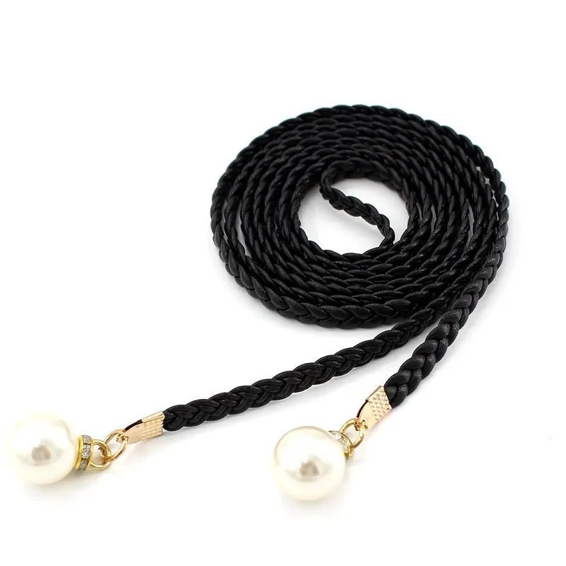 Style Korean Chic Black Pearl Waist Belt Chain For Dresses And Outfits Ideal For Fall 2023