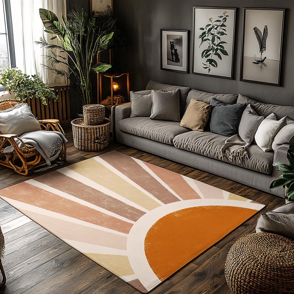 

Boho Sun Carpet Indoor Outdoor Mat Washable Non Slip Entryway Rug Geometric Abstract Modern Home Decor Area Rug Gift 50x80cm