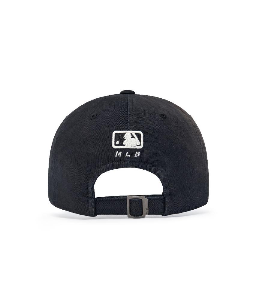 Emelbi Vintage Washed Curve Logo Unstructured Ball Cap Ny (Black)