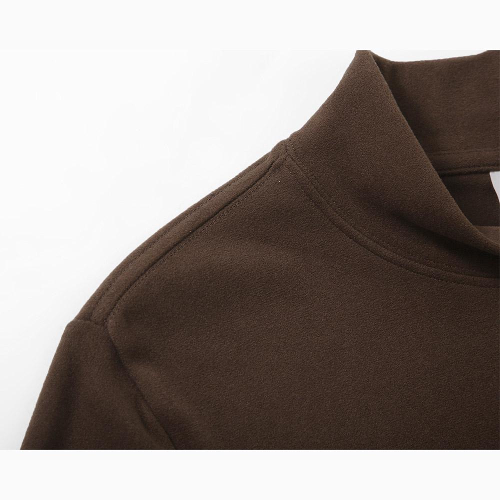 Men's Double-Sided High Neck Long Sleeve T-Shirt, Autumn Winter Turn Collar Thickened Warm Casual Lined Shirts HMDRC