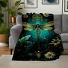 "Golden Dragonfly Fantasy Art Print - Nature's Beauty on Canvas"Blanket Flannel Throw Blanket for Sofa, Bed, Travel, Camping, Office, Couch,