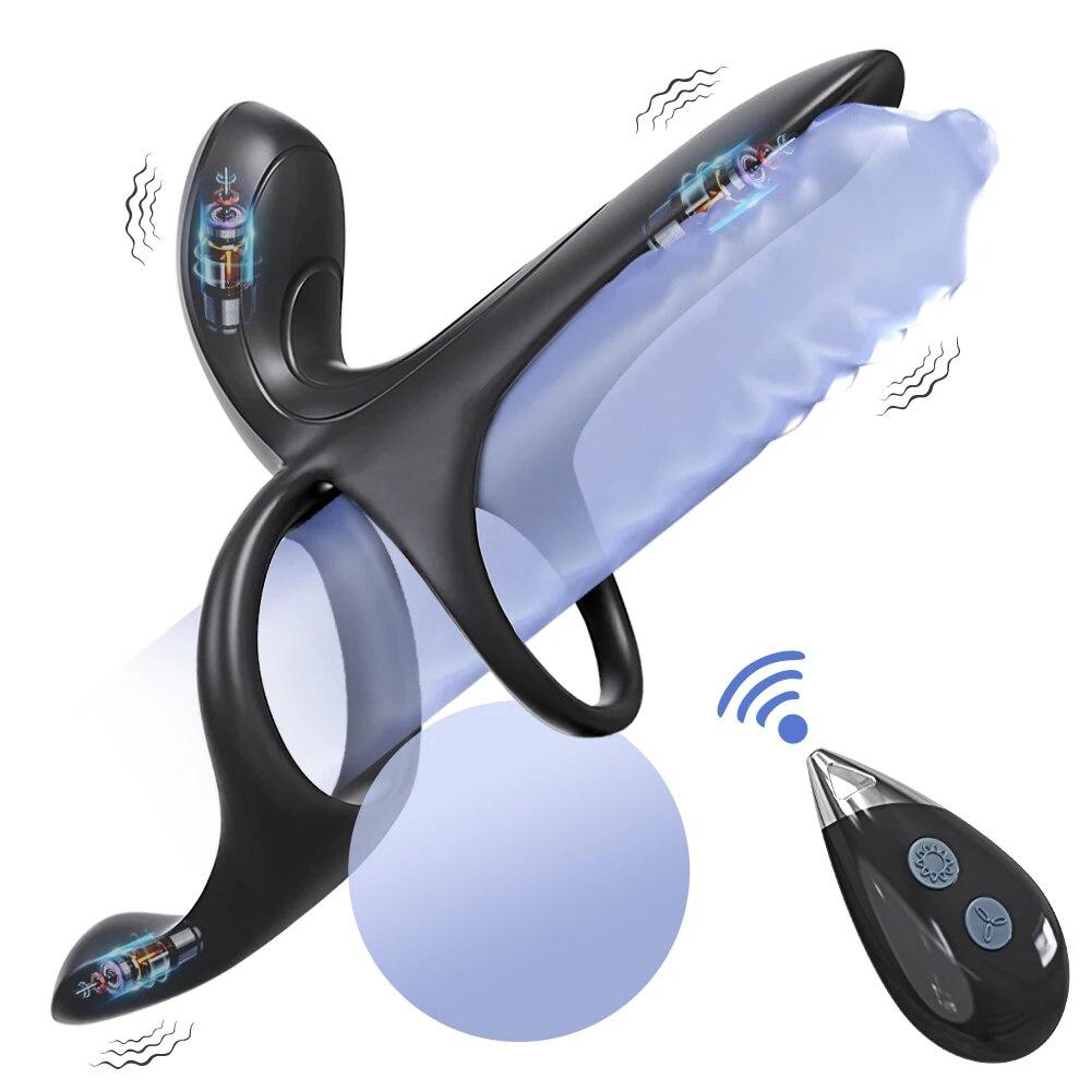 Vibrační kroužek na penis kroužek na penis Vibrátor na oddálení ejakulace Dálkové ovládání Sexuální hračky pro muže Pár Penisring kroužek na penis Dick Sleeve