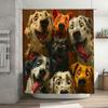 Funny Dog Faces Shower Curtain - Vibrant and Colorful Pet Print Bathroom Decor for Home and Travel