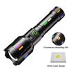 LED Laser Tactical Flashlight 2000 Lumen Zoom Camping Torch Colorful Fluorescent Strip Outdoor Emergency Portable LED Flashlight