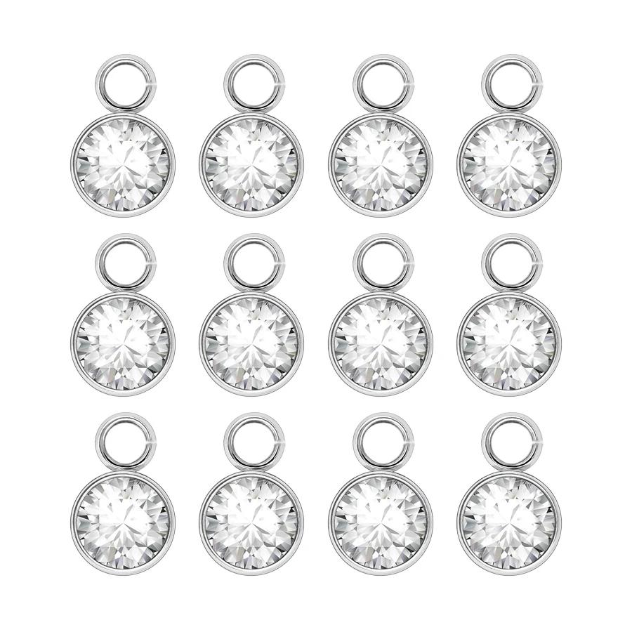144Pcs/Lot Birthstone Necklace Pendant Jewelry Making Rhinestone Stainless Steel Charms For Women Earrings DIY Accessories Gift