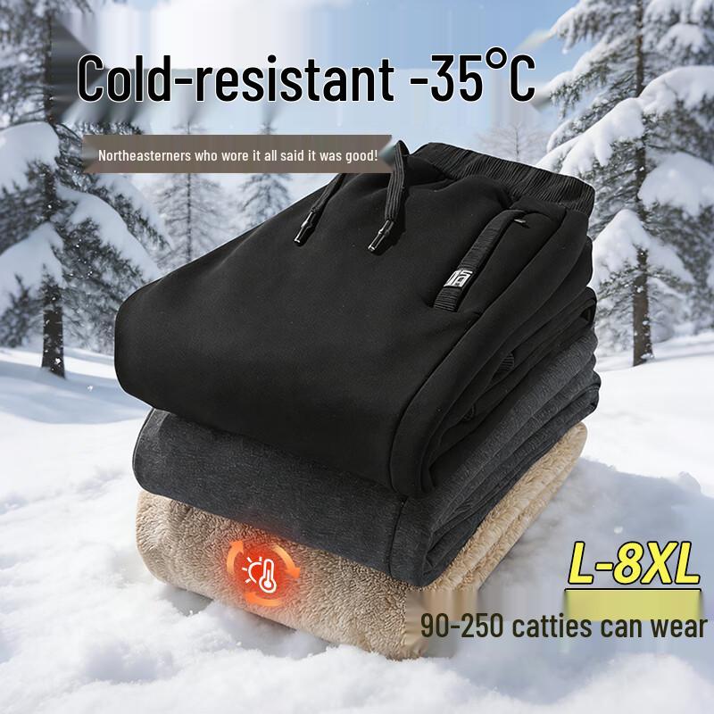 Men s Winter Fleece-Lined Cuffed Joggers 5XL