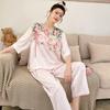Women's pajamas new spring and summer ice silk comfortable and high-end new Chinese style loungewear set retro thin