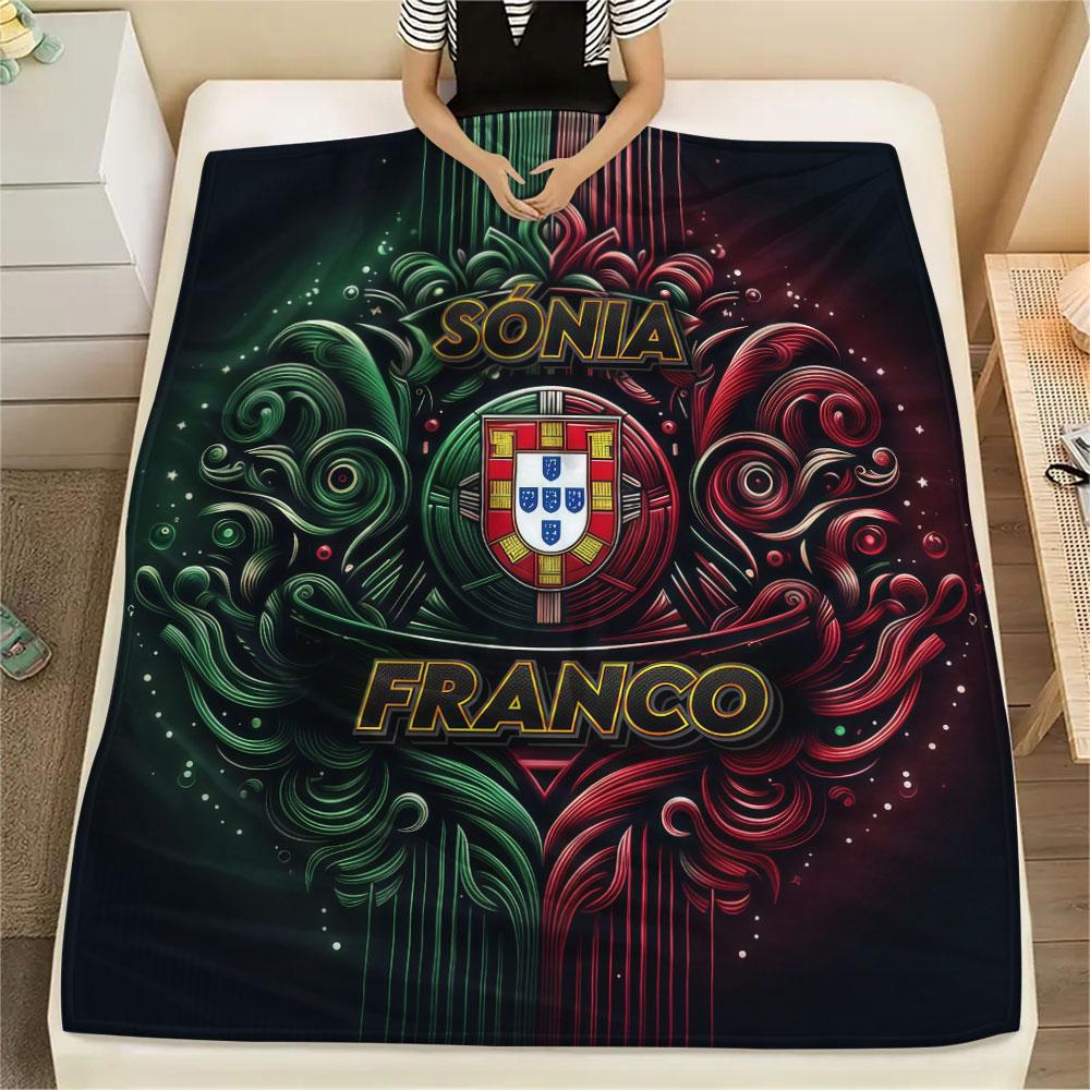 1PC Portugal National Football Team Patterned Flannel Blanket Suitable For All Seasons for Home Decor Warmth and Comfort Gifts Holiday Present
