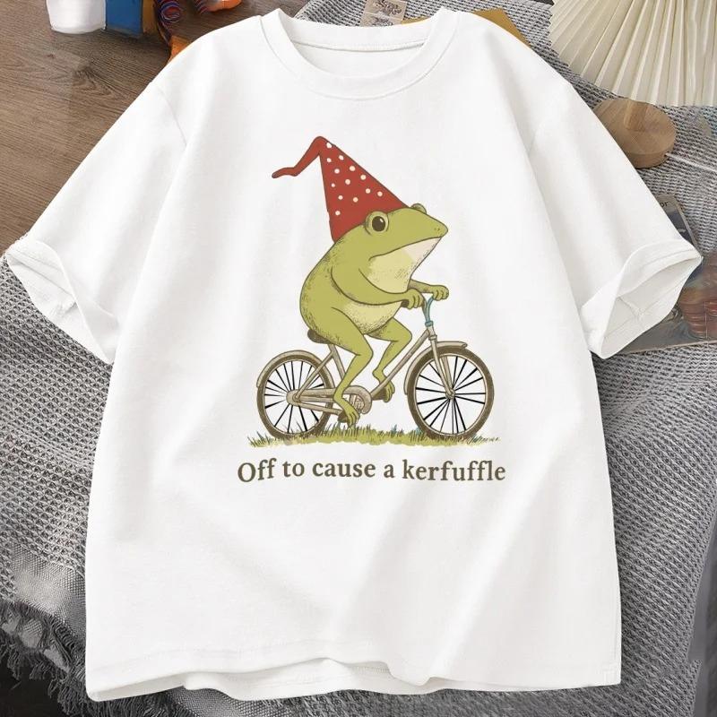 

Off To Cause A Kerfuffle Frog TShirt Funny Weirdcore Sayings Unique Tshirt Adults Joker Women Graphic Tee Women Summer Tops Y2K S