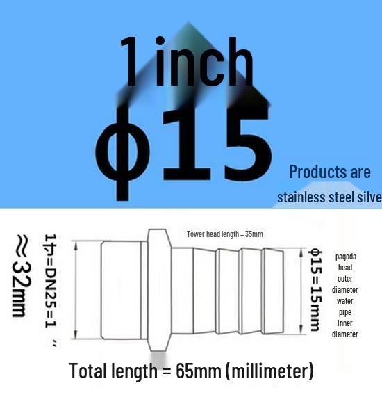 304 Stainless Steel Hex Threaded Water Hose Barb Connector