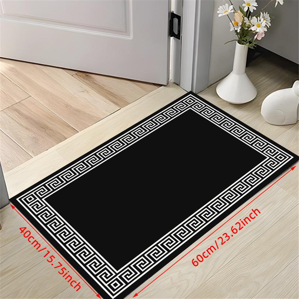 

1шт плотный черно-белый современный полосатый коврик для кухонной двери утолщенный противоскользящий коврик для входной двери с высокой четкостью печати фланелевый утолщенный коврик 40x60cm