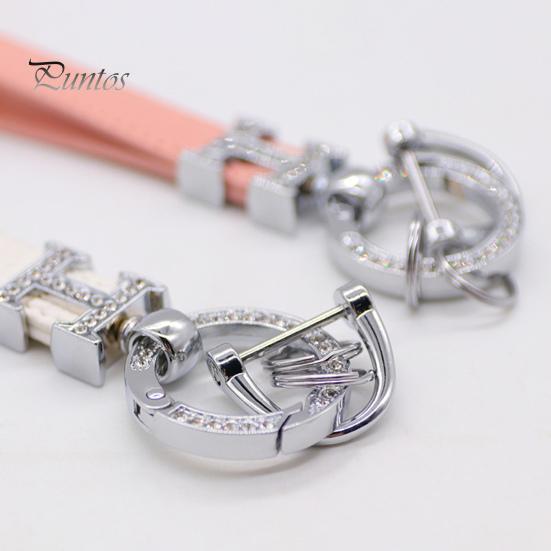 Key Ring Double-sided Rhinestone Compressible Spring Exquisite Portable Multipurpose Decorate Zinc Alloy Spring Keyring Key Chain Buckle Car Accessory