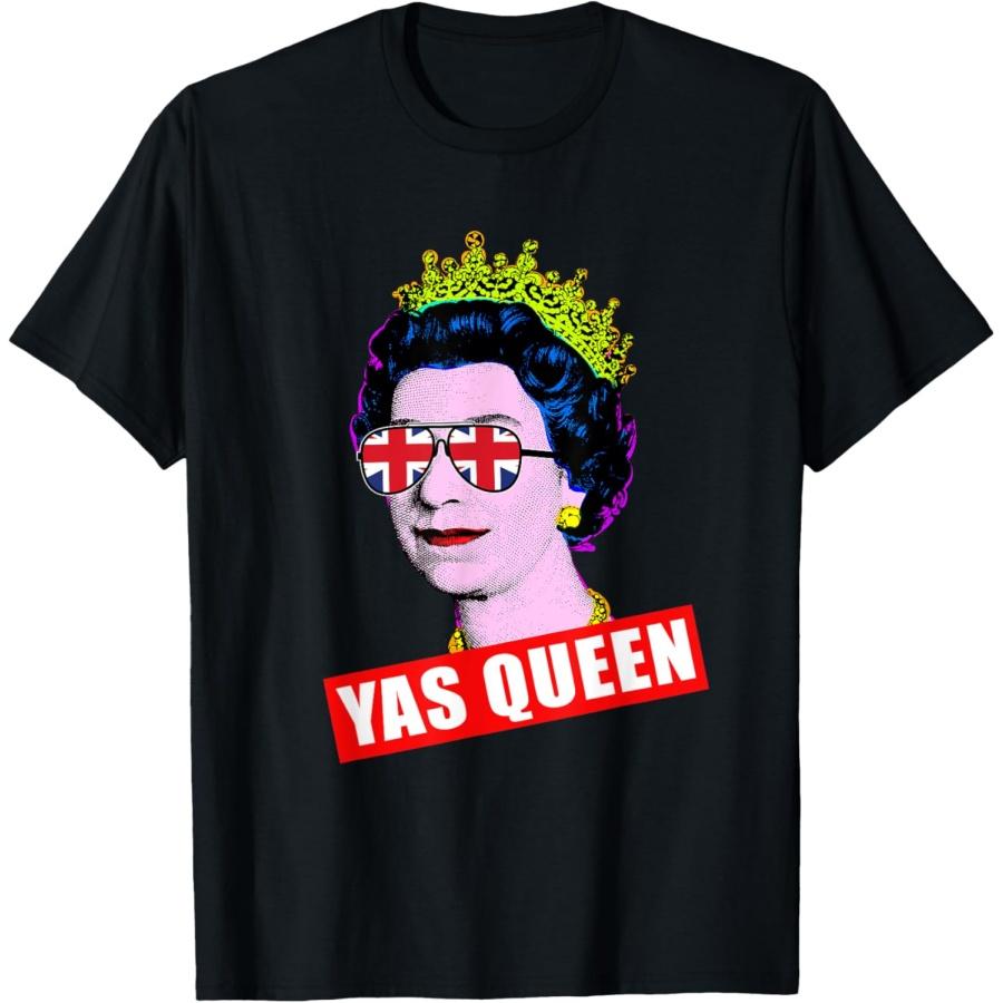 

Elizabeth Yas Queen with Sunglasses Queen of England T-Shirt(1) XXXXXL чорний