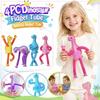 4PC Dinosaur Shaped Flexible Extendable Tubes Stress Relief Sensory Toys for Kids and Adults Durable Plastic Construction