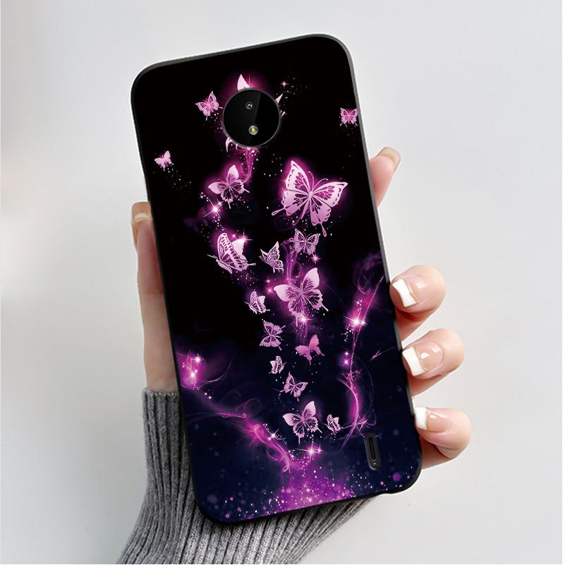 For Nokia C10 C20 C20 Plus Phone Case Luxury Fashion Butterfly Flowers Black Soft TPU Full Protective Cover For NokiaC10 Casing