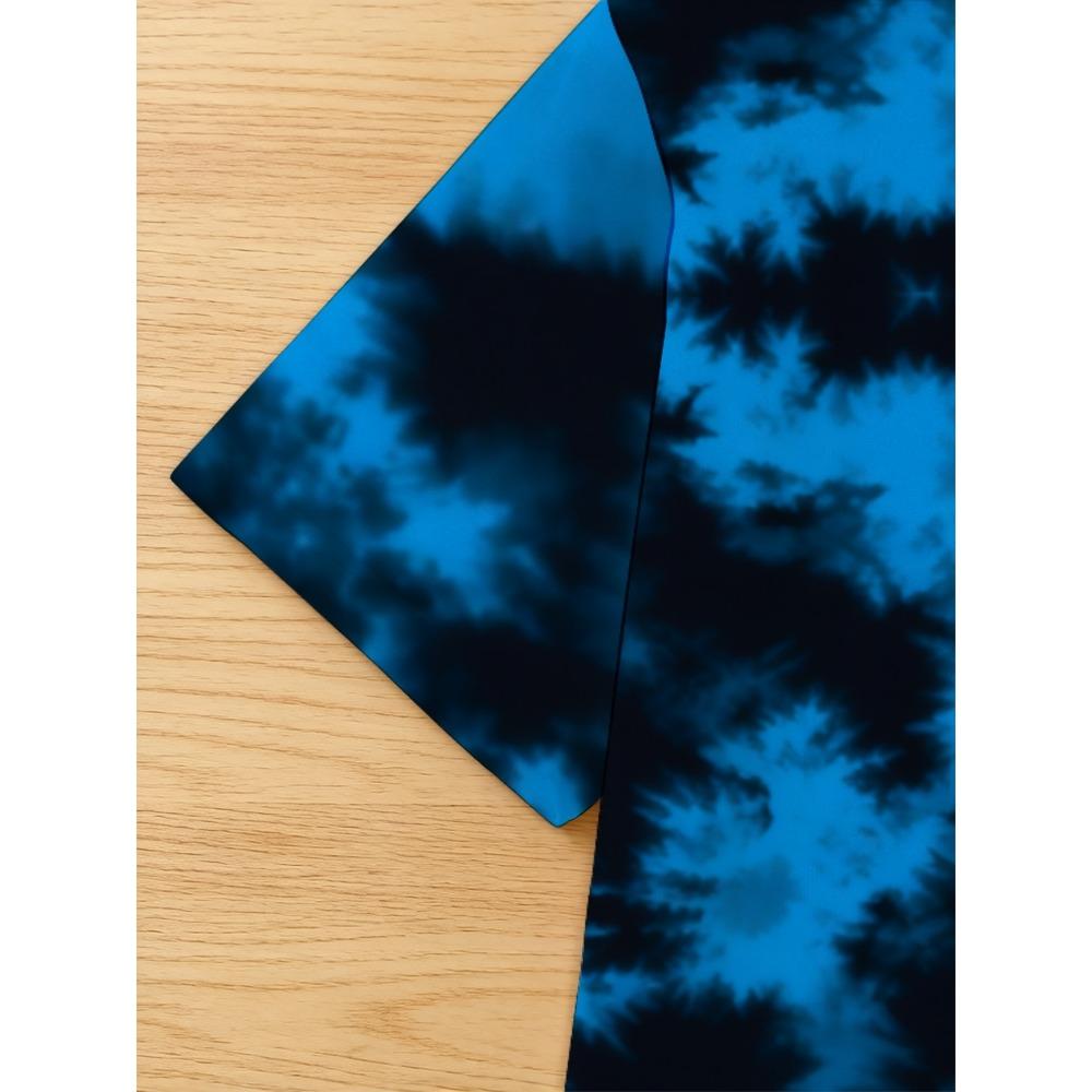 Boys outdoor casual sports round neck short-sleeved T-shirt, tie-dye dinosaur pattern printed T-shirt