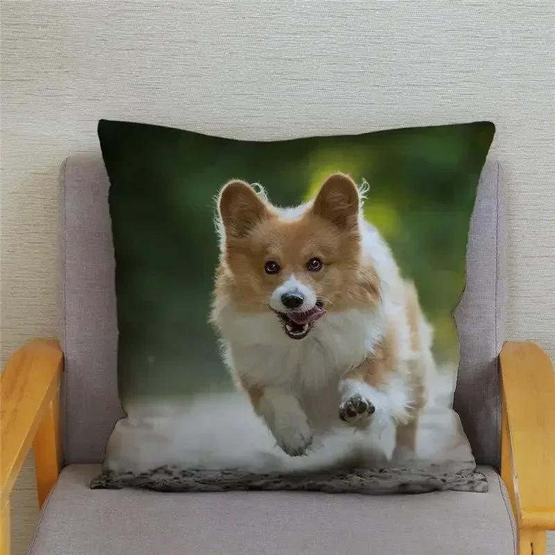 Cute Welsh Corgi Pembroke Dog Cushion Cover Pillow Case Home Decor Animal   Sofa Car