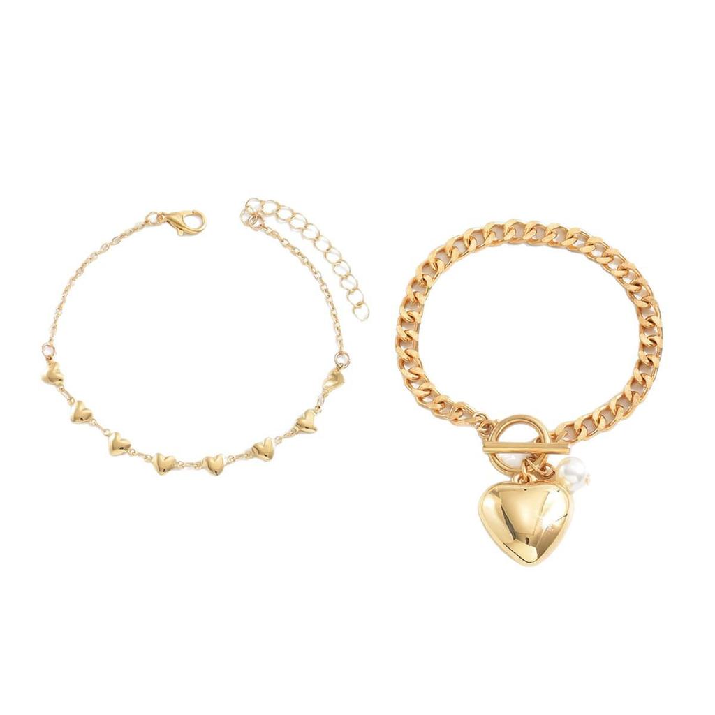 European & American Cross-border Heart Bracelet - Women's Simple Pearl Design