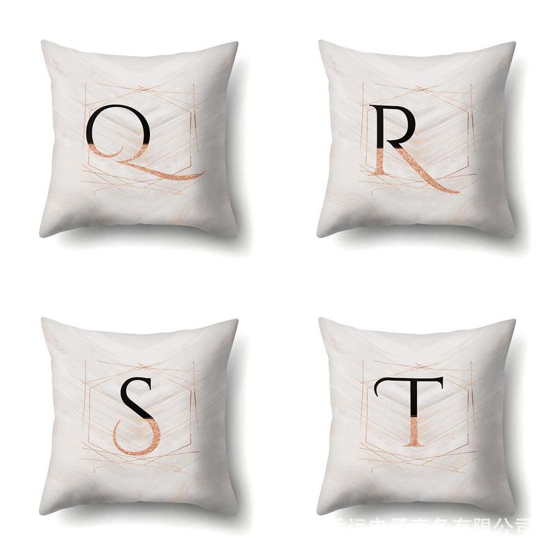 Polyester Pillow Case Black Gold Watercolor Home Furnishing 26 English Letters Printed Waist Cushion Sofa Pillow Case