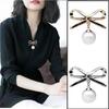 Elegant Simple Bow Brooches For Women Bowknot Pin Pearl Pendant Safety Lapel Pins Wedding Jewelry Body Accessories Creative Gift