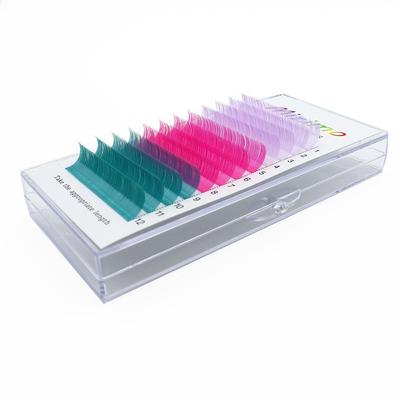 Farebné jednoduché naštepené umelé mihalnice Tri farby v balení Prirodzená jemnosť a predĺženie 0,07 mm C/D 8-15 mm Očný make-up