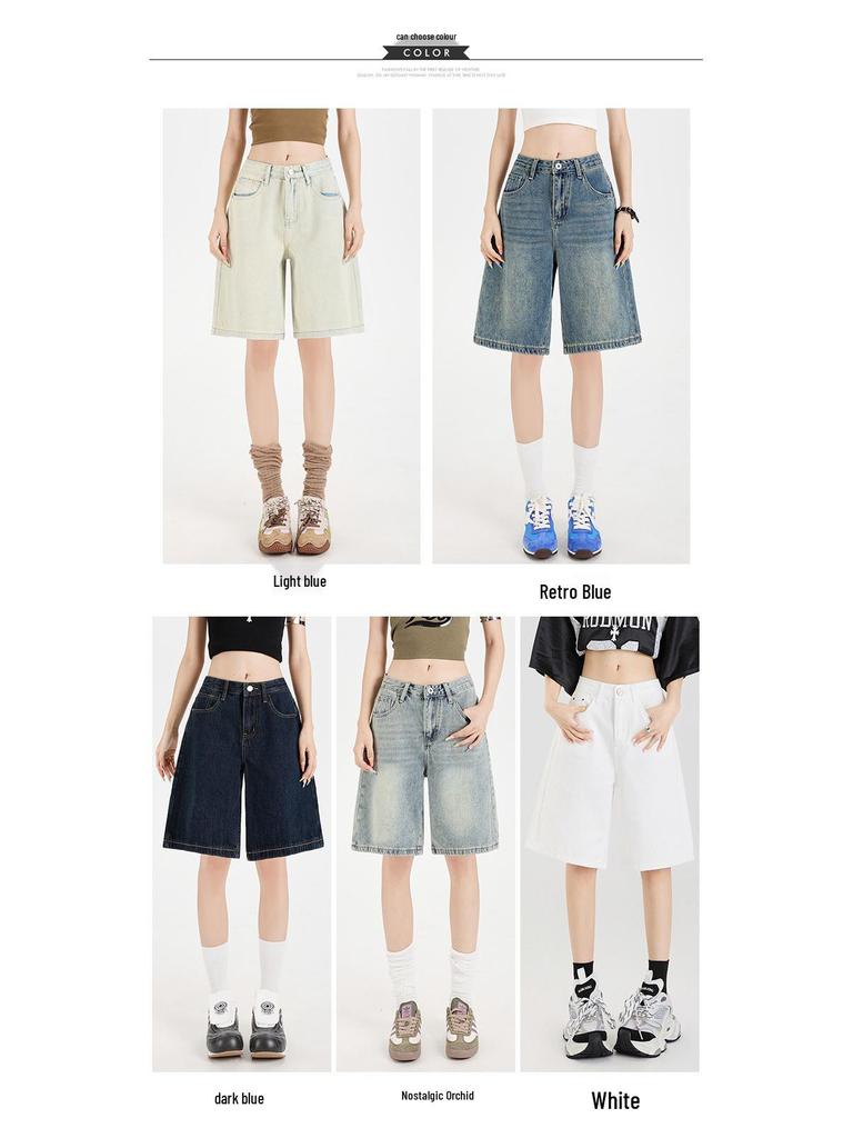 Women's 2025 Summer Loose Slimming Korean Style Denim Shorts - Trendy Casual Versatile Fashion