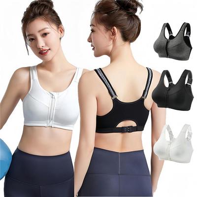 Zipper Frauen Sport Bhs Stoßfest Unterwäsche Lauf Weste für Weibliche Drahtlose Yoga Sport-Bh Dessous Plus Größe