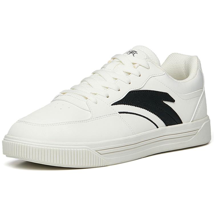 New Anta Life Collection Anti Slip Wear Resistant Low Top Skateboard Shoes Men's White Black 112238063-1