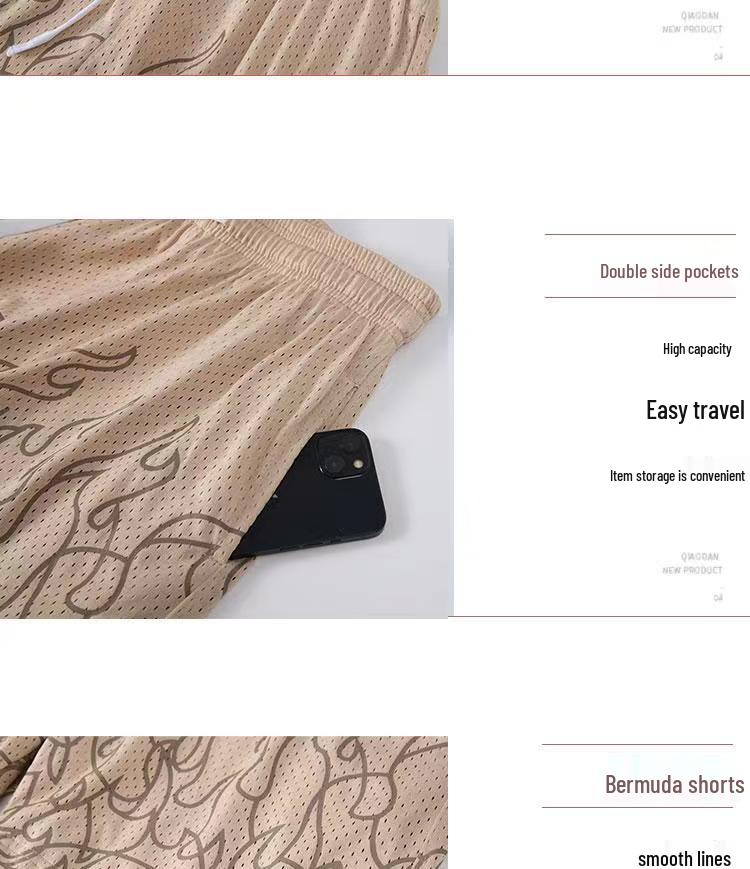 Men's American-Style Breathable Mesh Sports Shorts - Fitness, Running, Beach, Basketball & Trendy Five-Point Pants