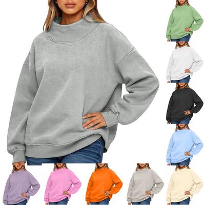 Modischer lockerer Damen-Hoodie mit hohem Kragen und langen Ärmeln, Pullover-Oberteil
