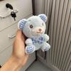 Cartoon Cute Checkered Bow Teddy Bear Plush Toy Pendant For Decoration Bag