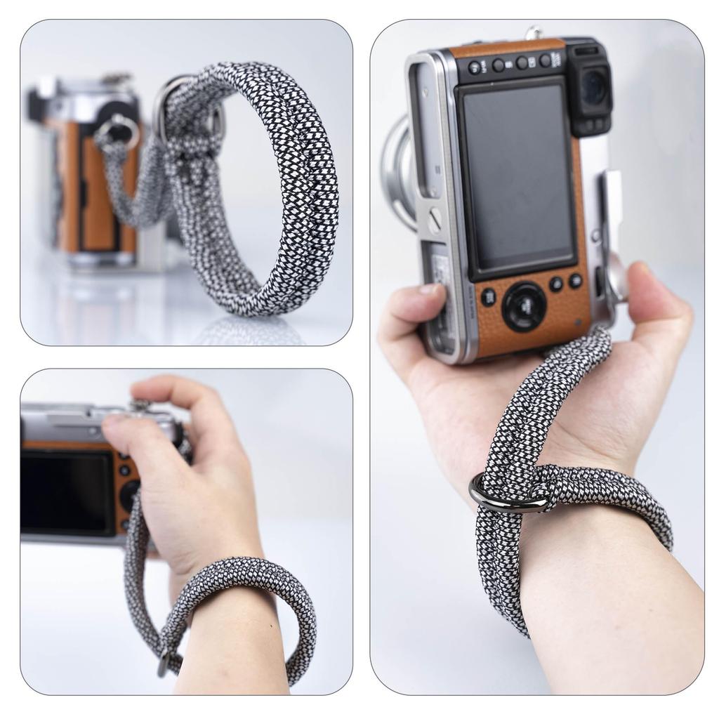 Camera Wrist Strap Paracord Camera Hand Strap Wrist Lanyard for DSLR or Mirrorless MID [Qiang Ni] - High-End Cameras, Black, (White)