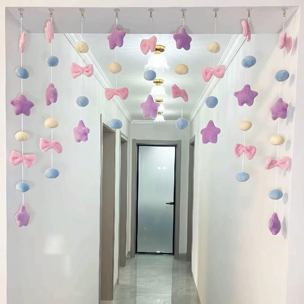 DIY Handmade Plush Cloud Door Hanging Curtain Children's Room Decor Cute Wall Decoration No Punching Required 3D Door Sticker