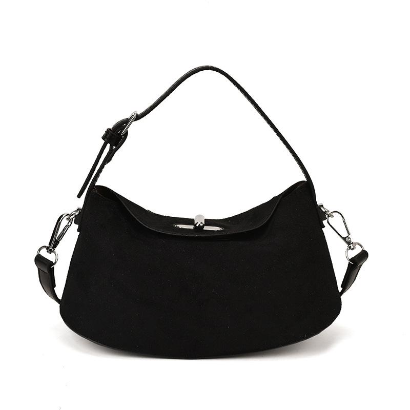 

2025 Women s Retro Trendy Crossbody Dumpling Handbag: Versatile Frosted Single Shoulder Design. чорний