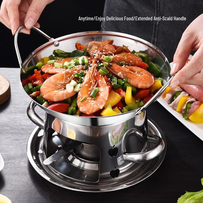 GOWKE Thickened Stainless Steel Alcohol Hot Pot Set