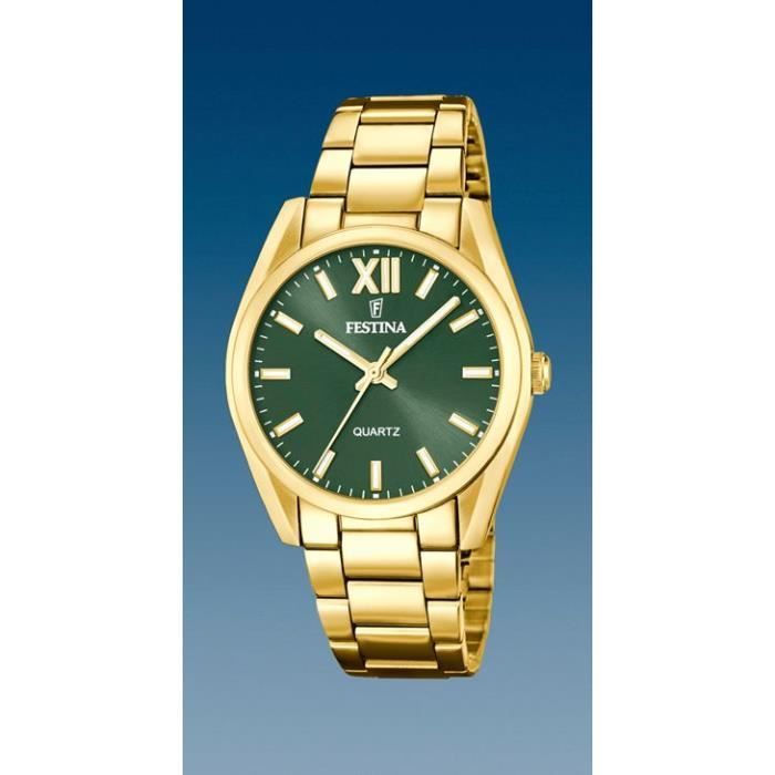 Montre - Festina - Boyfriend Femme - Diamètre 36.80mm - Cadran vert - Étanche 50m