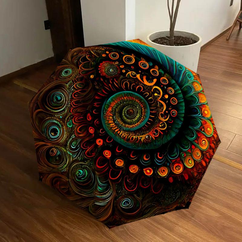 

1pc Abstract Circular Pattern Automatic Open/Close Umbrella, Folding Compact Umbrella with Lightweight Design for Women/Men yy251011046