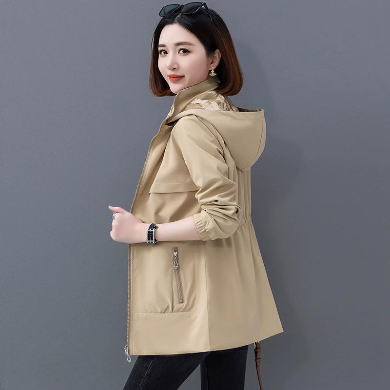 Windbreaker Women's Long Jacket for Spring Double-sided Wear