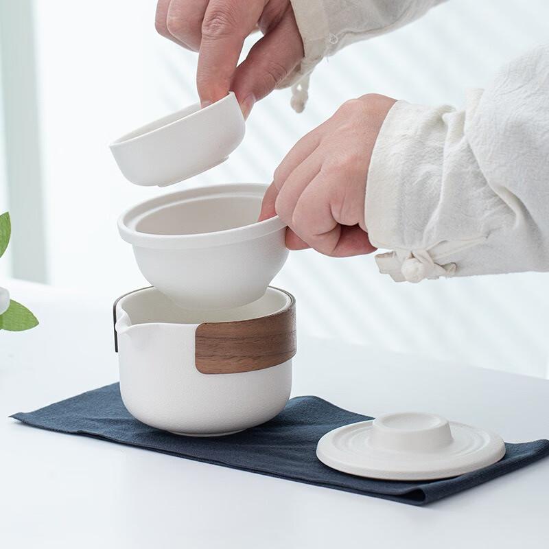 Portable Ceramic Travel Tea Set with Carry Bag