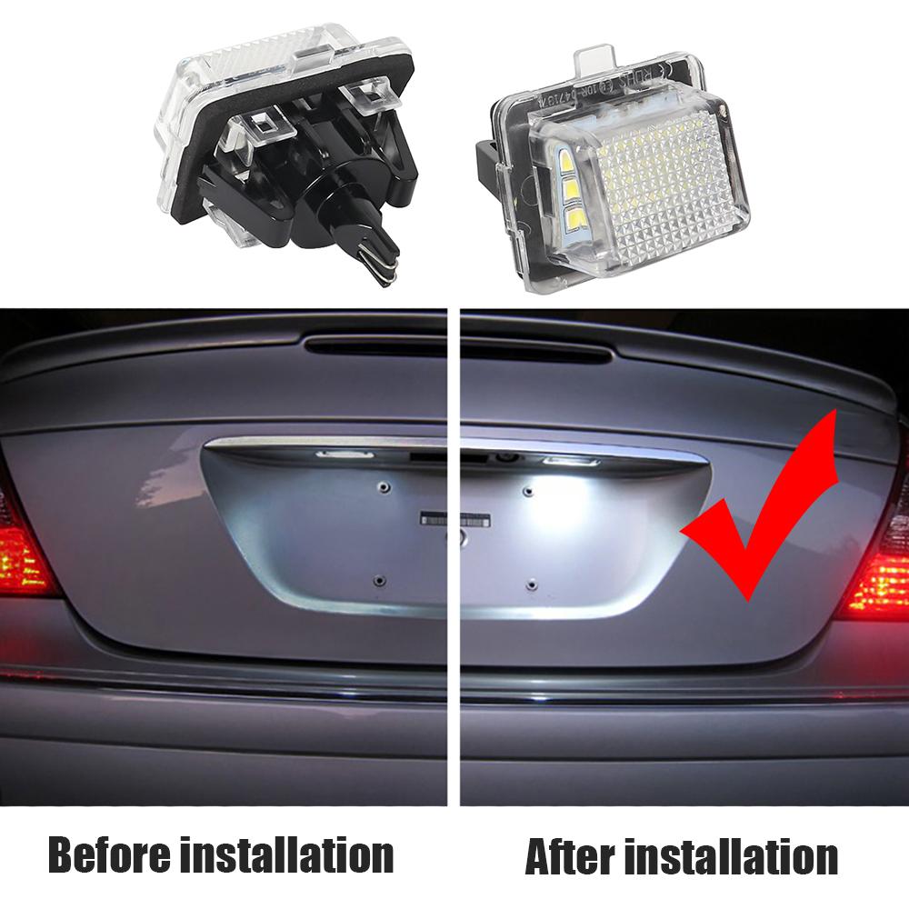 2X LED Car License Plate Light Bulbs External Lamp Accessories For Mercedes Benz W204 S204 W212 S212 C207 A207 W221 C E S Class