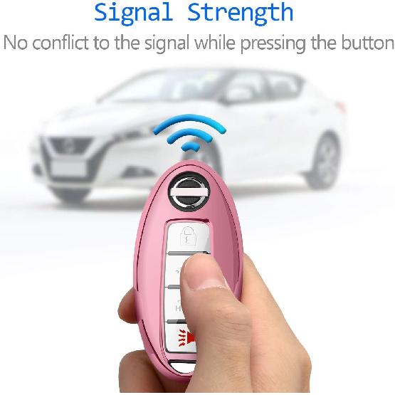 Autophone Compatible With Nissan Key Fob Cover With Leather Keychain Soft TPU Protection Key Case For Altima Maxima Rogue Armada Pathfinder Smart Key