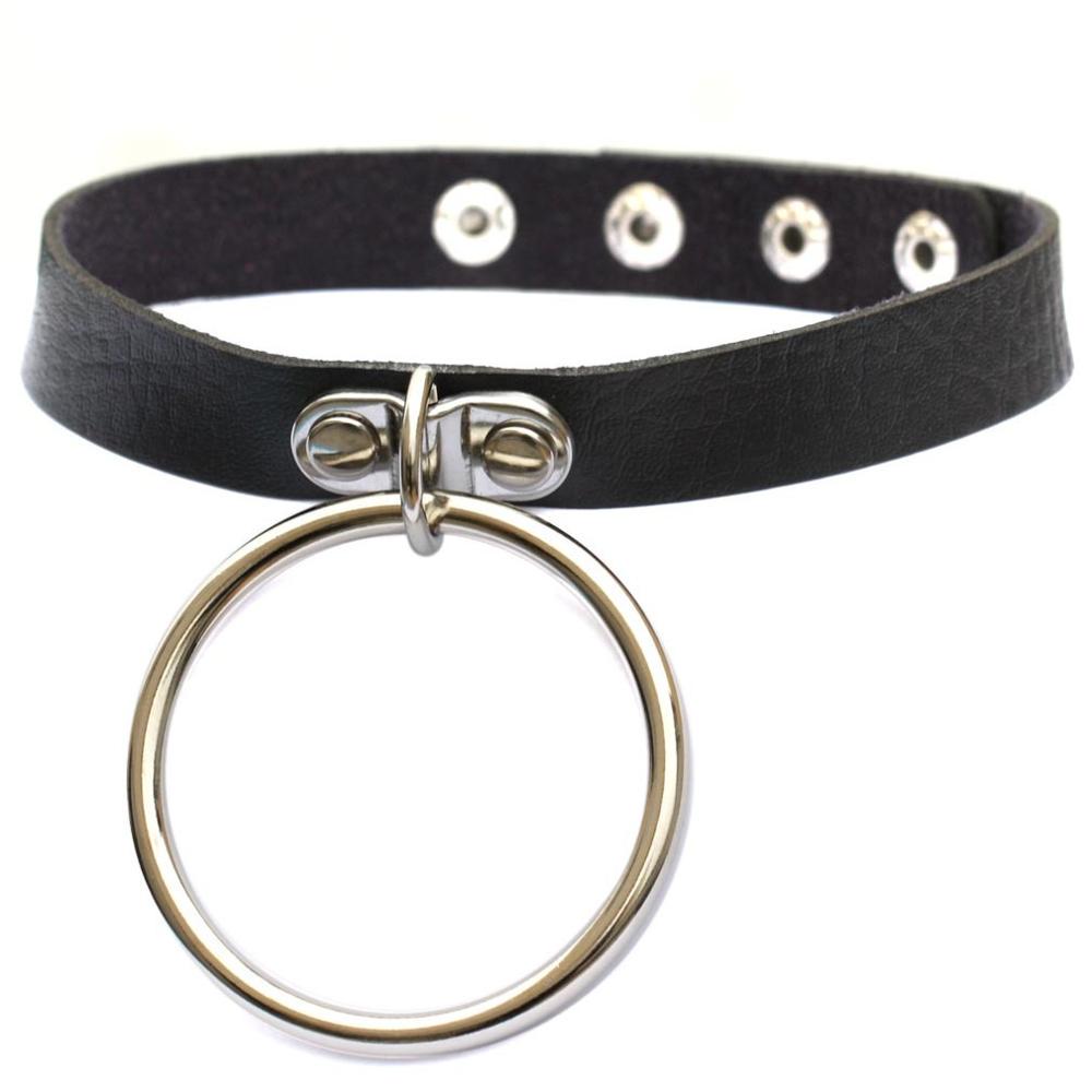 Ny Mote Sexy Harajuku Håndlaget Choker Punk Lær Halsbånd Kobberfarget Metall O-Rund Vridningsmoment Fest Smykker