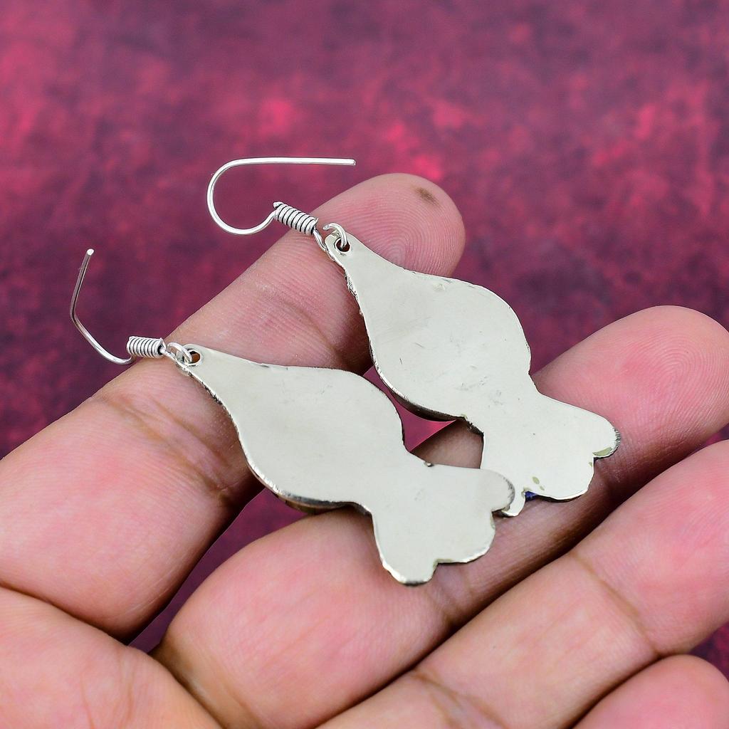 Lapis Lazuli 925 Solid Sterling Silver Earrings, Handmade Gemstone Nepali Earrings Jewelry, Gifts For Wife Brand New Earrings