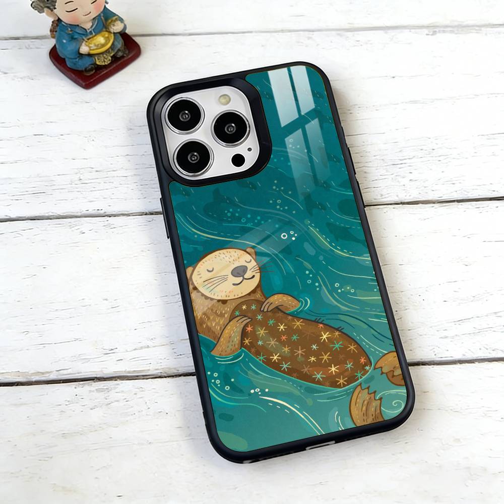 Lazy Otter Phone Case For iPhone17,16,15,14,13,12,11 Plus,Pro Magnetic For Magsafe Wireless Charging