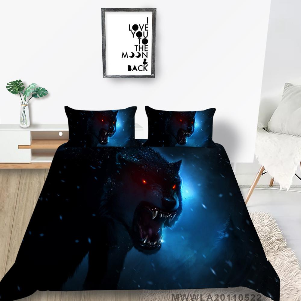 2023 New Style King Size Bedding Animals Home Bedclothes High Quality 3D Wolf Printed Luxury Comforter Cover Set with Pillowcase