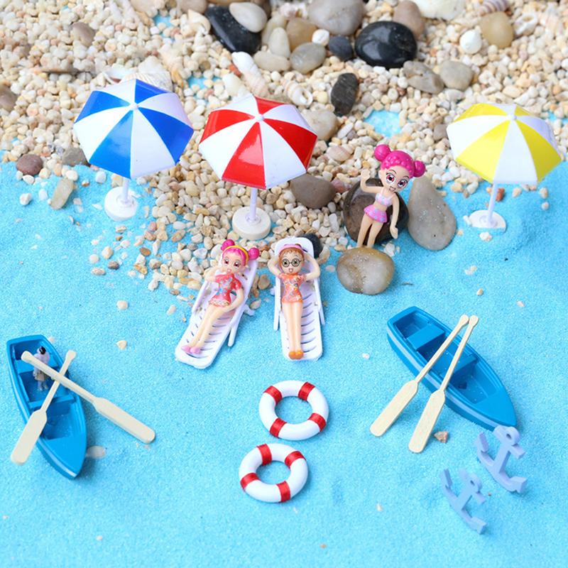 Mini Artificial Sunshade Beach Chair Micro Fairy Garden Miniature Doll House
