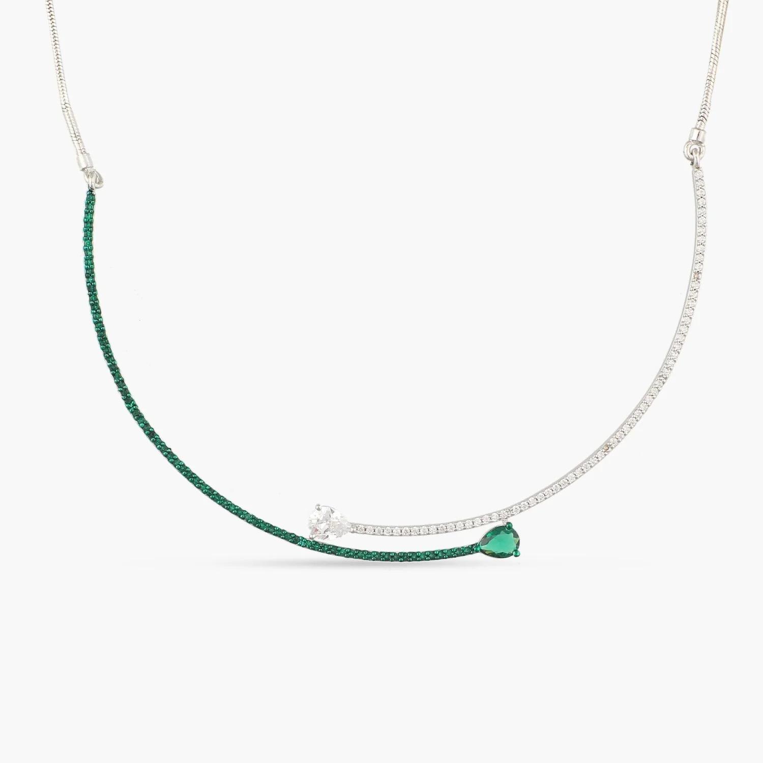 Full Diamond Emerald Water Drop Necklace High Sense Splicing Rhinestone Collarbone Chain Necklace серебряный