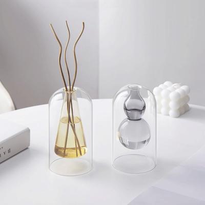 Desktop Ornament Glass Aromatherapy Bottle Creative Double Layered Fragrance Diffuser Bottle Exquisite Hydroponic Pot Vase Plant