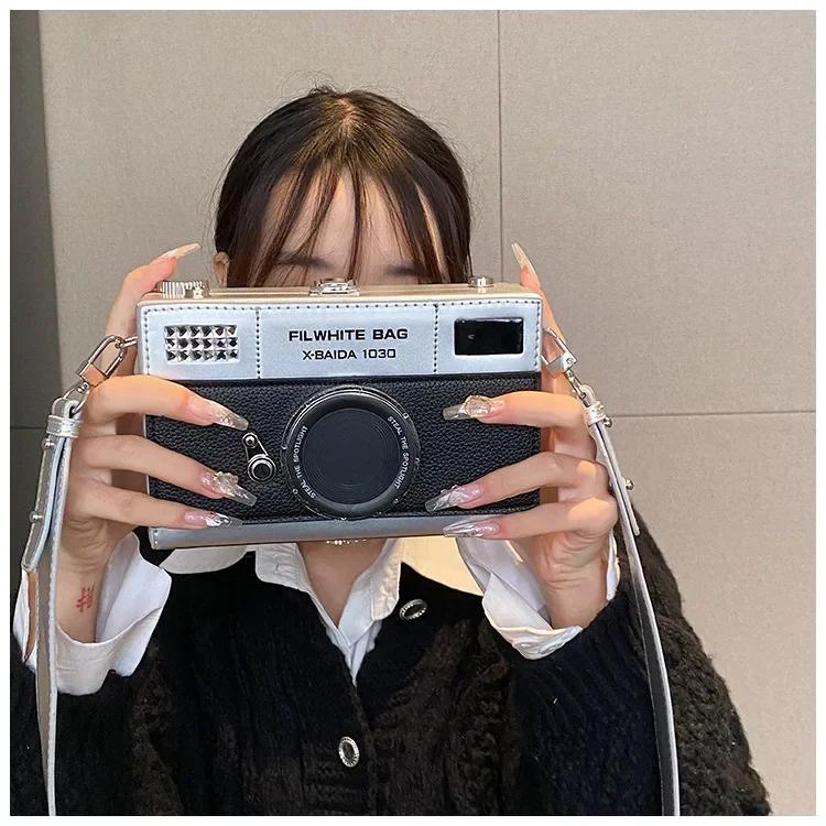 Camera Style Shoulder Bag Women Fashion Funny Box Bag Retro Camera Crossbody Bags
