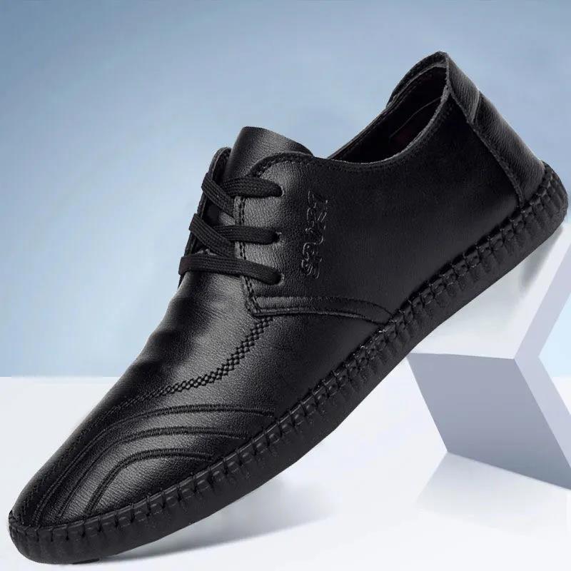 Soft Leather Men's Summer Soft Sole Middle and Young Casual Leather Shoes